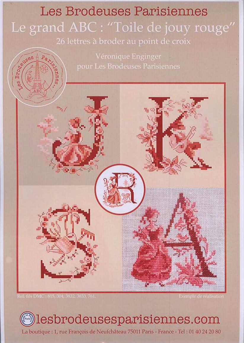 クロスステッチ Les Brodeuses Parisiennes 図案 - ABC Toile de Jouy rouge