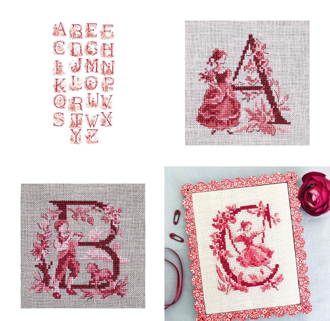 クロスステッチ Les Brodeuses Parisiennes 図案 - ABC Toile de Jouy rouge