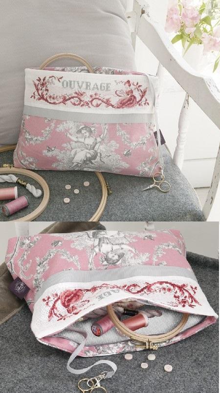 クロスステッチ　Les Brodeuses Parisiennes キット - Trousse Toile de Jouy rose Aid