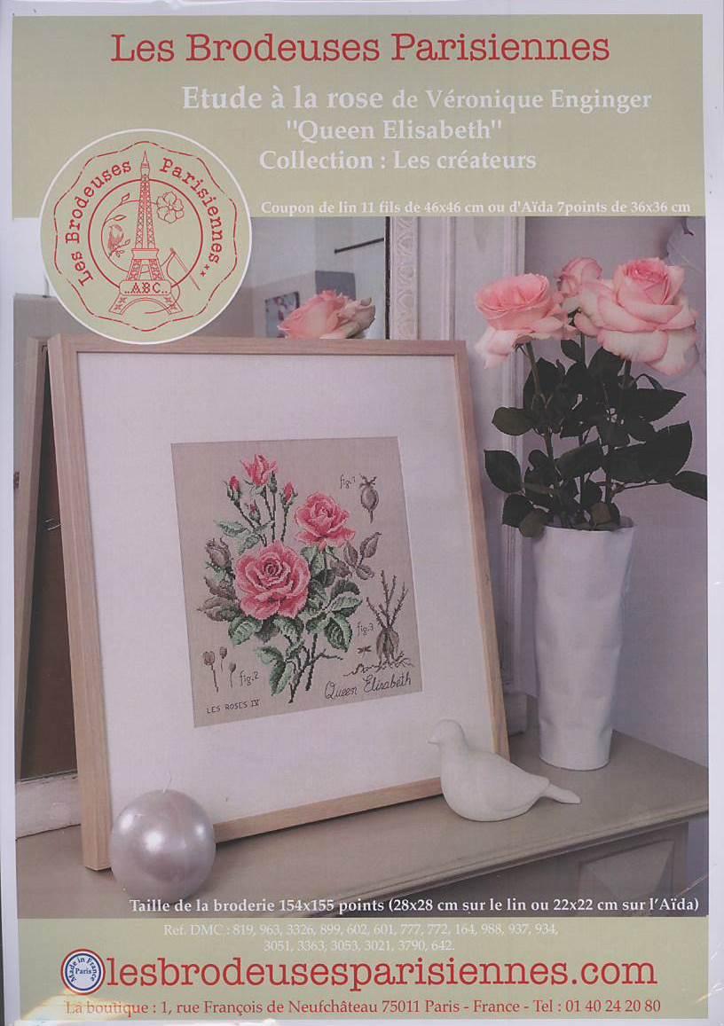 クロスステッチ　Les Brodeuses Parisiennes 布付きハーフキット - Linen rose study Queen Elisabe
