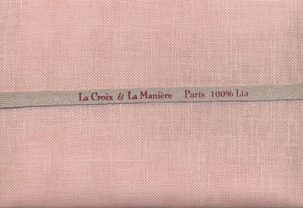 LA CROIX & LA MANIERE 刺繍布リネン50×70cm - Rose Pale