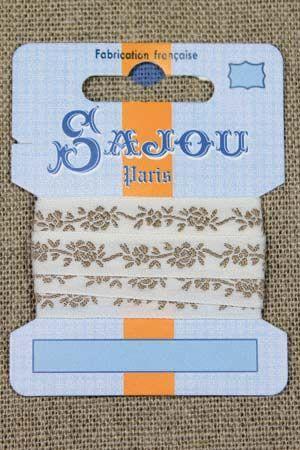 SAJOUリボンテープ - MOTIF FLEURETTES TAUPE