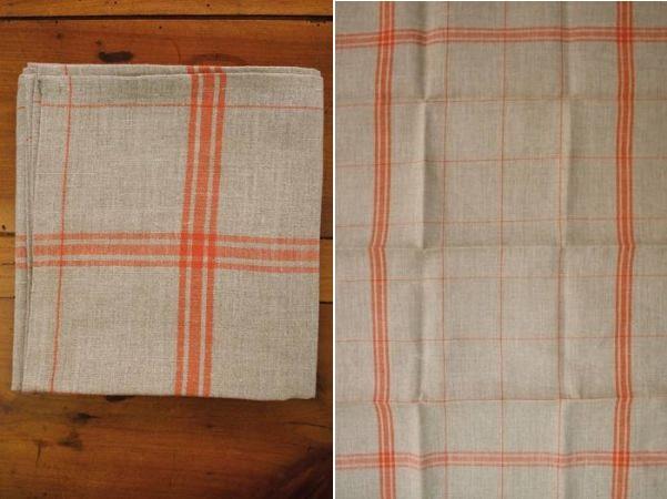 SAJOU 刺繍布リネン布巾、12本/㎝ - TORCHON LIN ORANGE