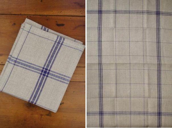 クロスステッチ SAJOU 刺繍布リネン布巾、12本/㎝ - TORCHON LIN BLEU