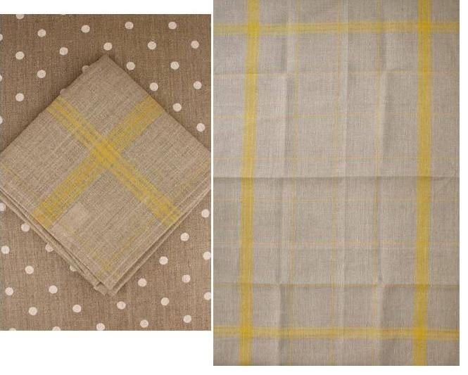 SAJOU 刺繍布リネン布巾、12本/㎝ - TORCHON LIN JAUNE