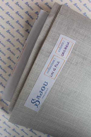 SAJOU 刺繍布リネン100×140、12本/㎝ - GRIS PERLE