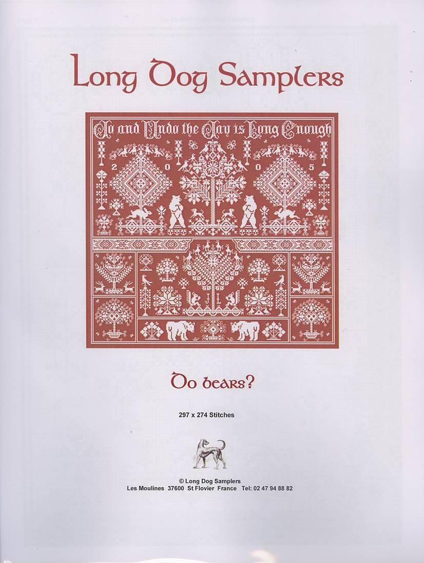 クロスステッチ LONG DOG SAMPLERS 図案 - Do Bears?