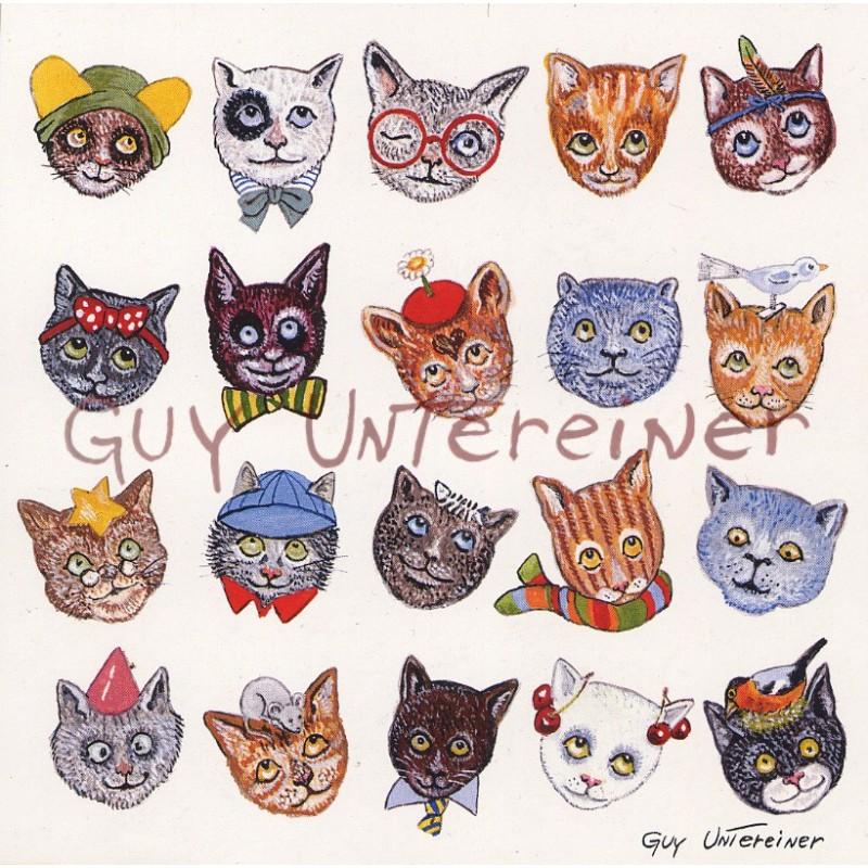 Guy Untereiner CARTES POSTALES TETES DE CHATS