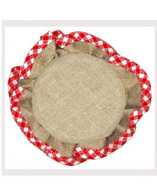 LE BONHEUR DES DAMES 刺繍用布 - 刺繍布 ジャム瓶カバー(チェック/リネン)