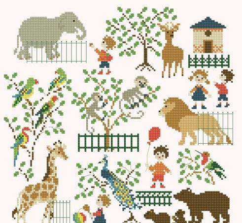 クロスステッチ　PERRETTE SAMOUILOFF CP図案 - Baby At The Zoo