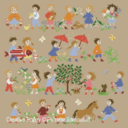 PERRETTE SAMOUILOFF CP図案 - Happy Childhood - Spring