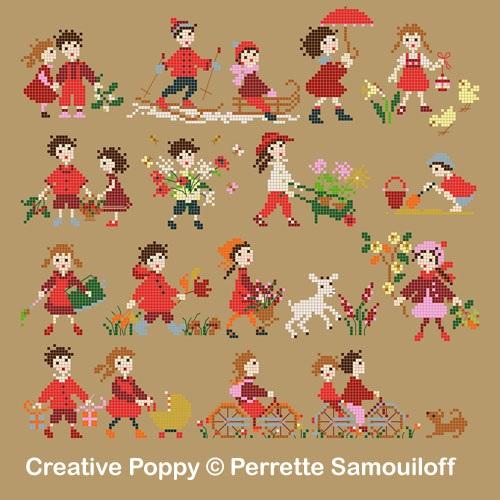 クロスステッチ　PERRETTE SAMOUILOFF CP図案 - Happy Childhood - Red