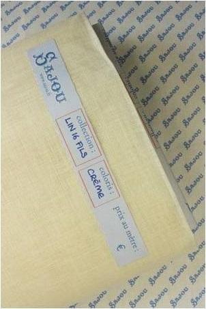 クロスステッチ SAJOU 刺繍布リネン100×140、16本/㎝ - CREME