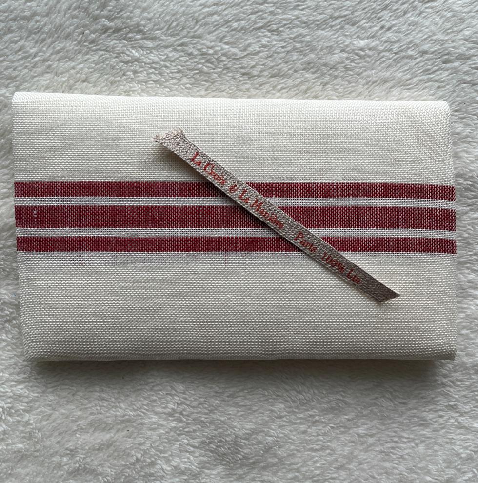 クロスステッチ　LA CROIX & LA MANIERE刺繍布リネン32ct／80×57cm　赤ライン - IVOIRE 