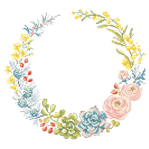 クロスステッチ　Les Brodeuses Parisiennes 小図案(’24) - Flora Wreath Chart