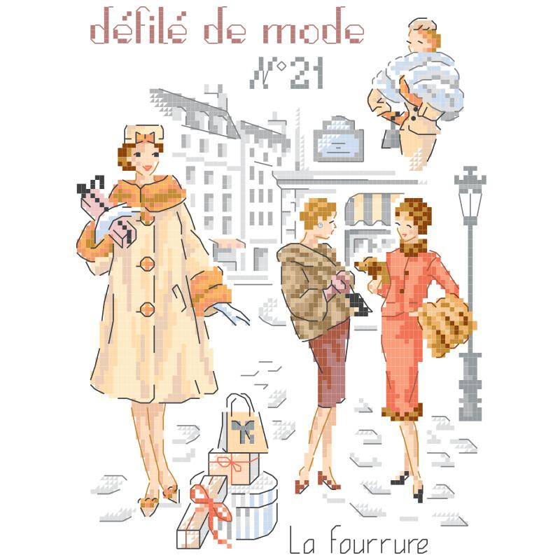 クロスステッチ　Les Brodeuses Parisiennes 小図案(’24～) - Defile de mode 21 La fourrure