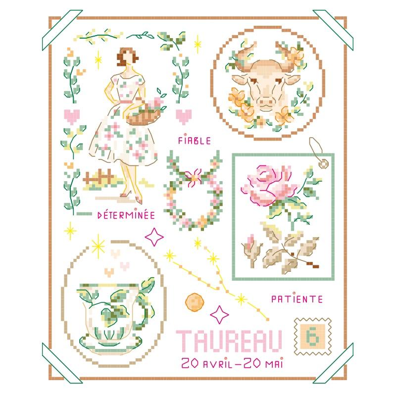 クロスステッチ Les Brodeuses Parisiennes 小図案(’24~) - Signe du zodiaque Taureau