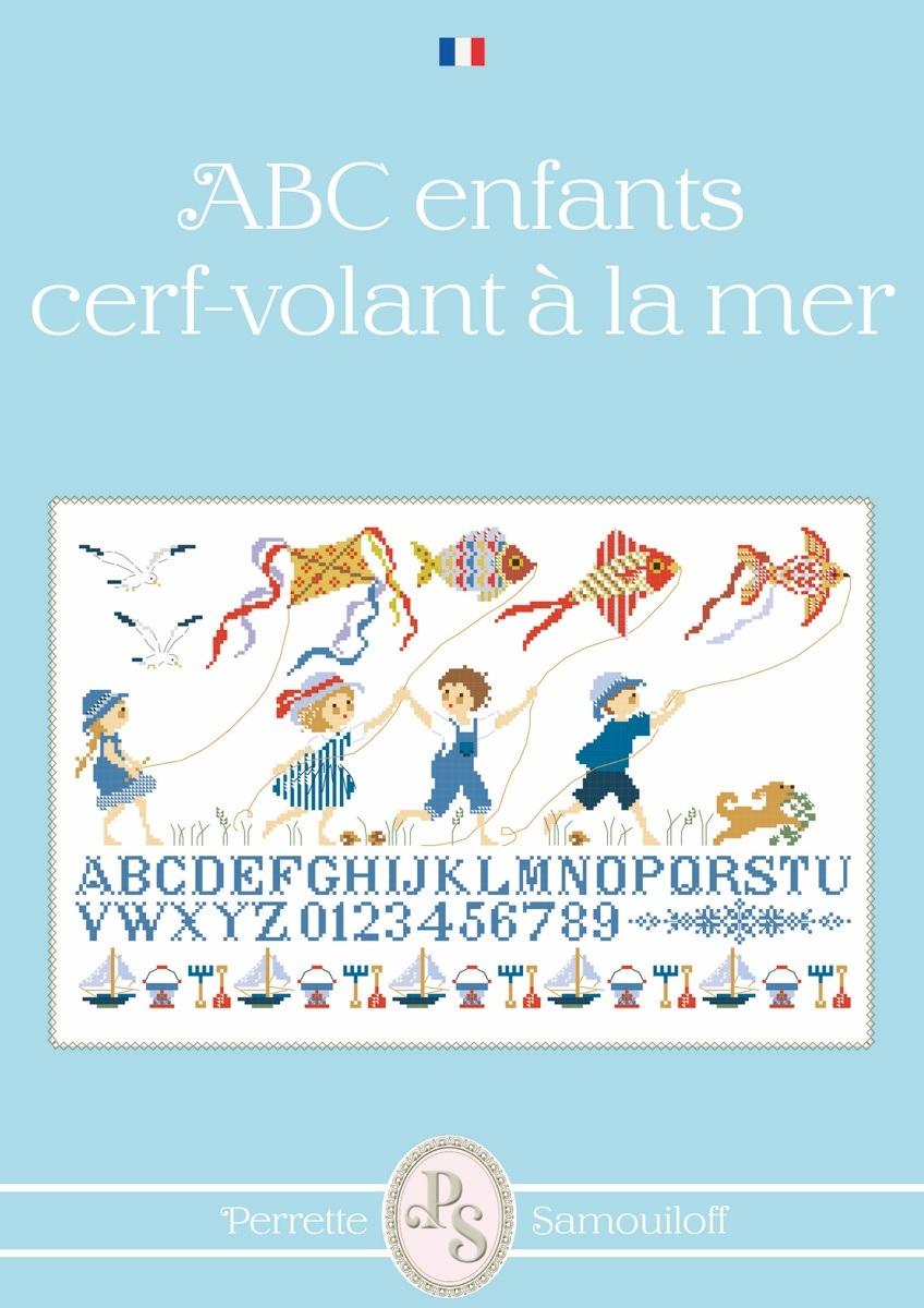 クロスステッチ Perrette Samouiloff図案(夏) - ABC enfants cerf-volant mer