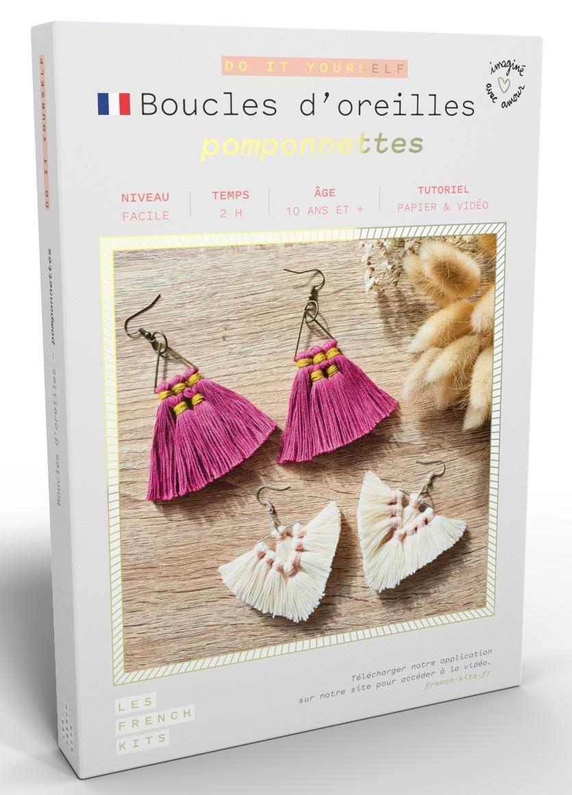 編み物　FRENCH'KITS - MACRAME - Boucles d'oreilles pomponnette